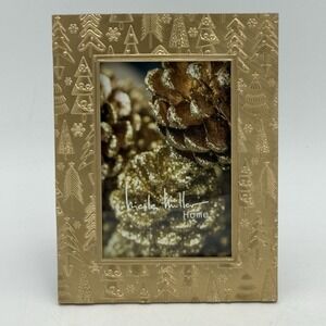 Nicole Miller 6X8" Modern 3-D‎ Christmas Tree Photo Frame Gold Finish Holds 4X6"
